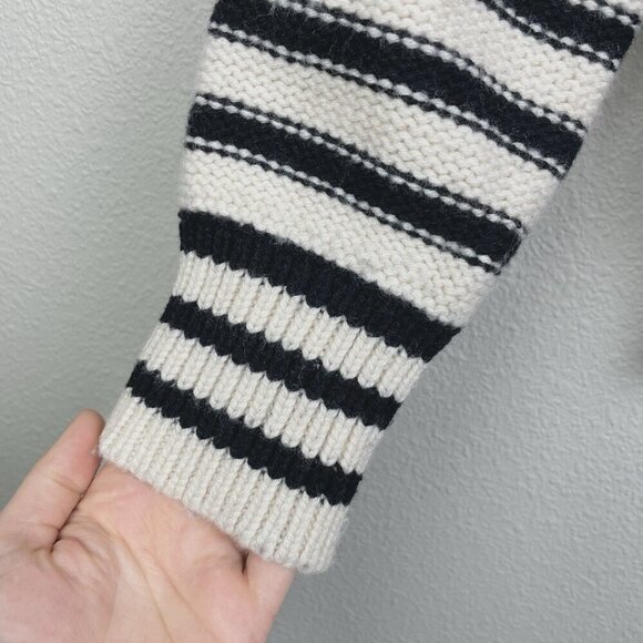 J.Crew Women's Medium Cable-Knit Mockneck Pullover Sweater Stripe Jewel Buttons - Picture 16 of 16